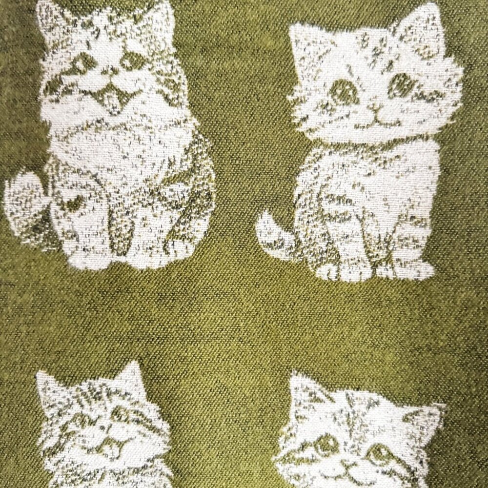 Kittens Print Bright Green Large Cozy Double Sided scarf - Picture 3 of 5